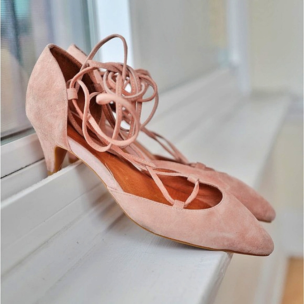 Free People Blush Lace-Up Heels